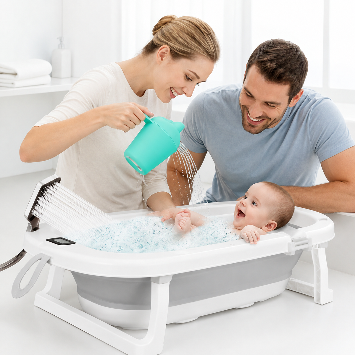 Baignoire Pliable pour Bébé avec Thermomètre Intégré