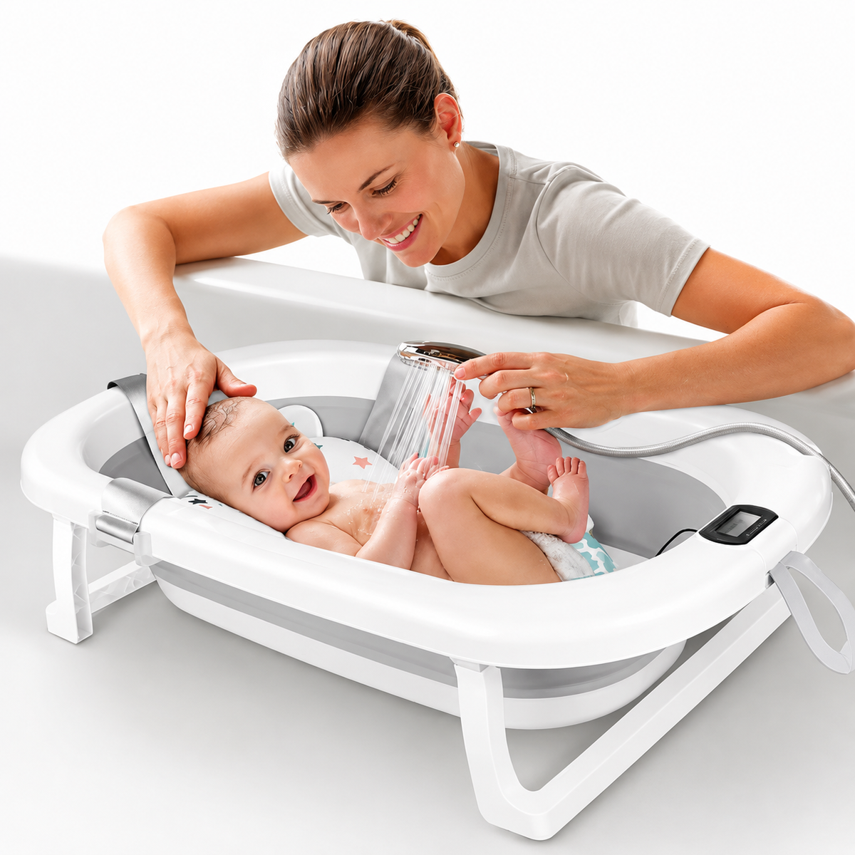 Baignoire Pliable pour Bébé avec Thermomètre Intégré