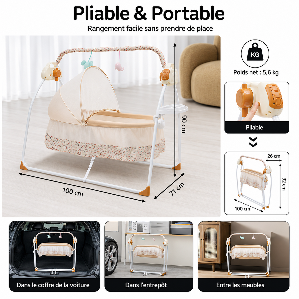 Berceau Électrique Automatique pour Bébé