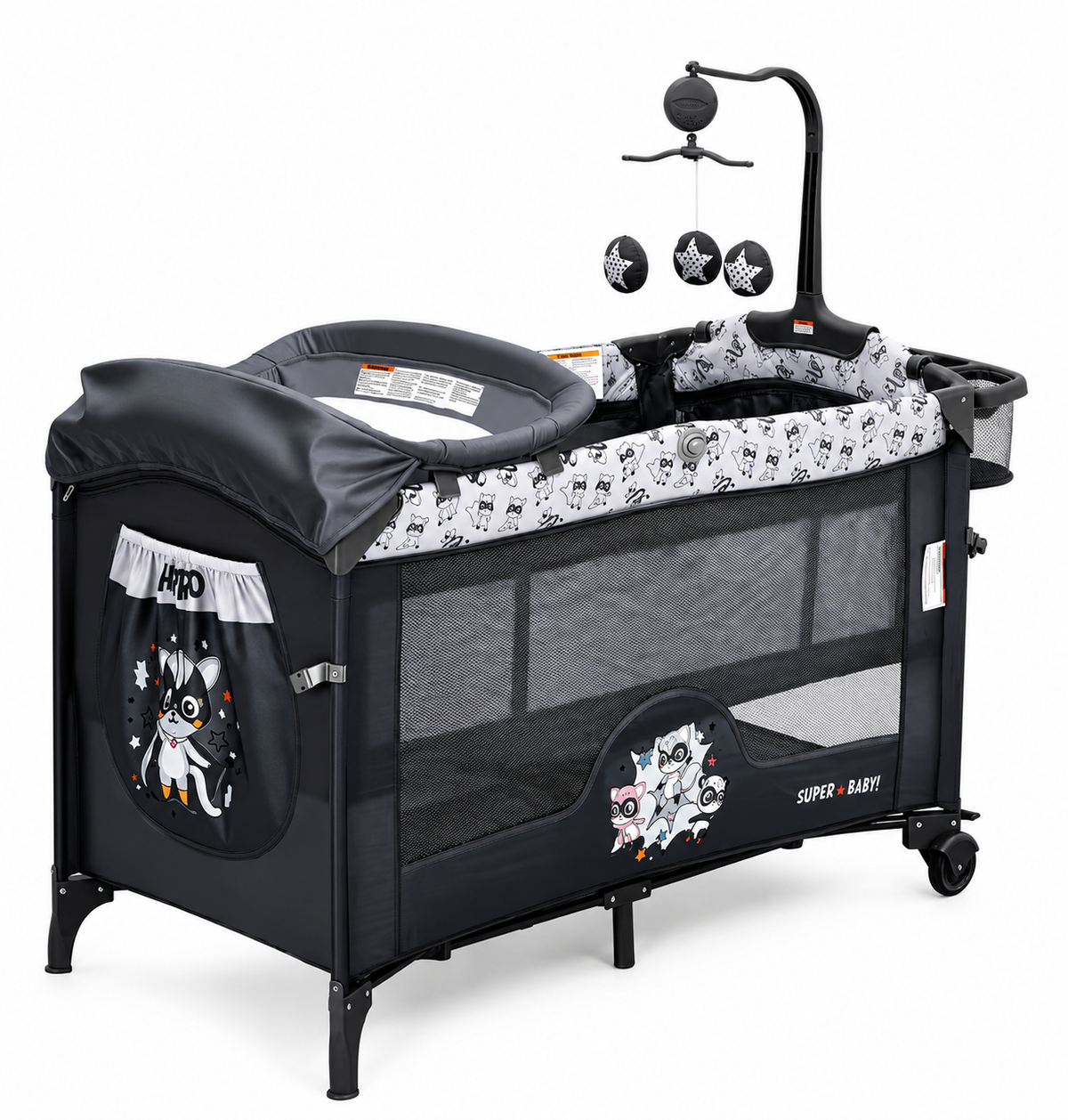 Lit de Chevet Pliable 5-en-1 pour Bébé