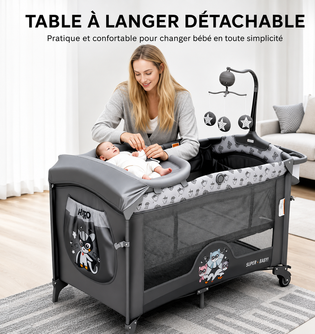 Lit de Chevet Pliable 5-en-1 pour Bébé