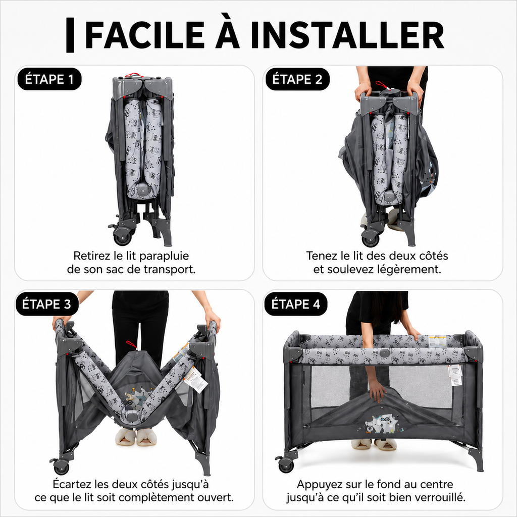 Lit de Chevet Pliable 5-en-1 pour Bébé