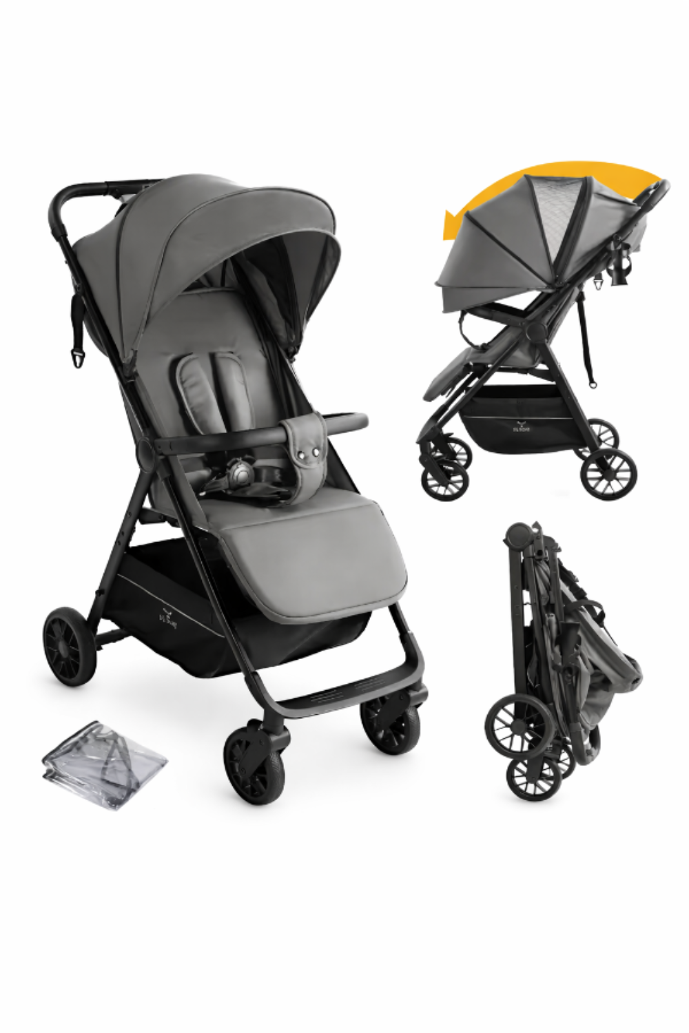 Poussette Compacte et Pliable avec Grand Canopy