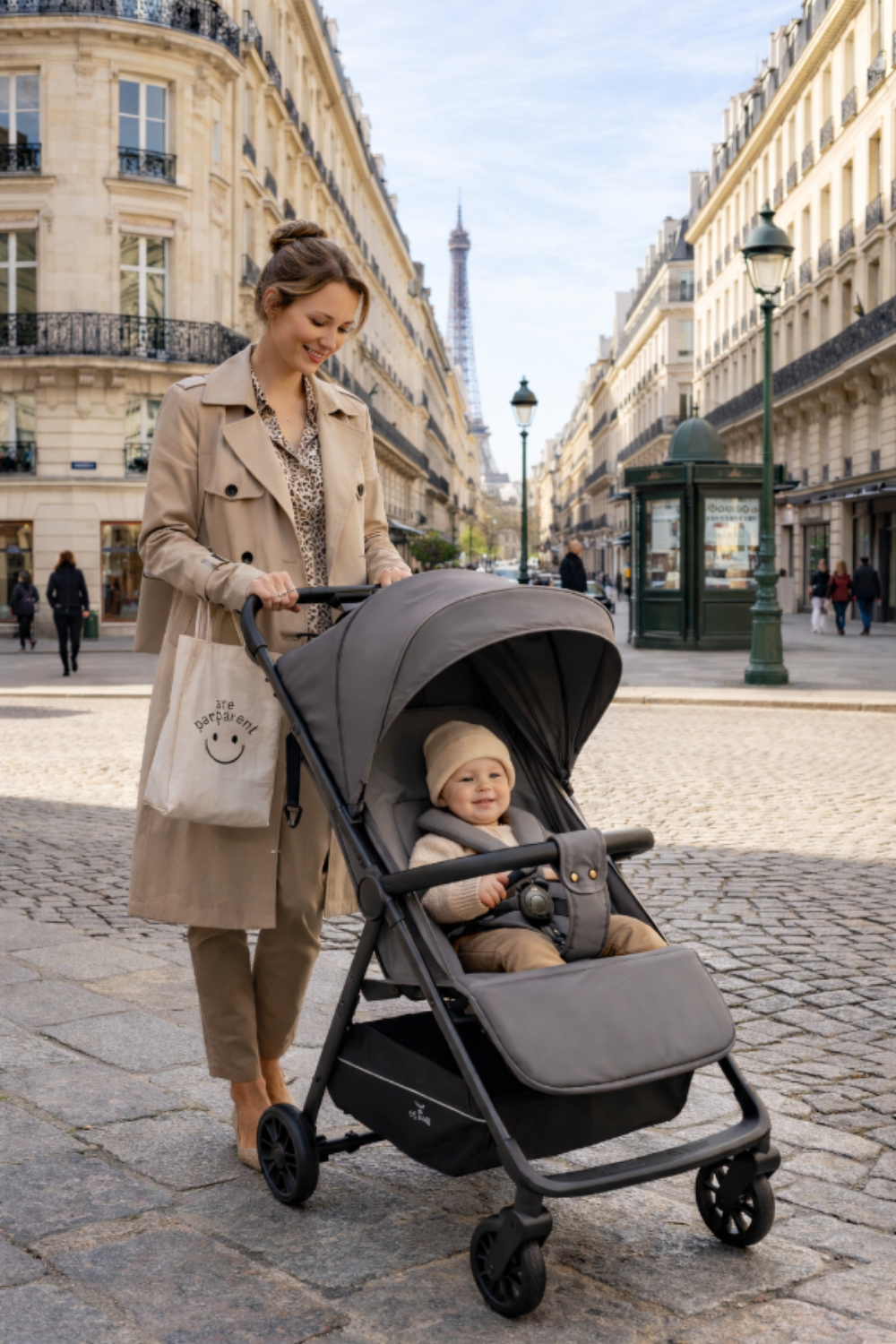 Poussette Compacte et Pliable avec Grand Canopy