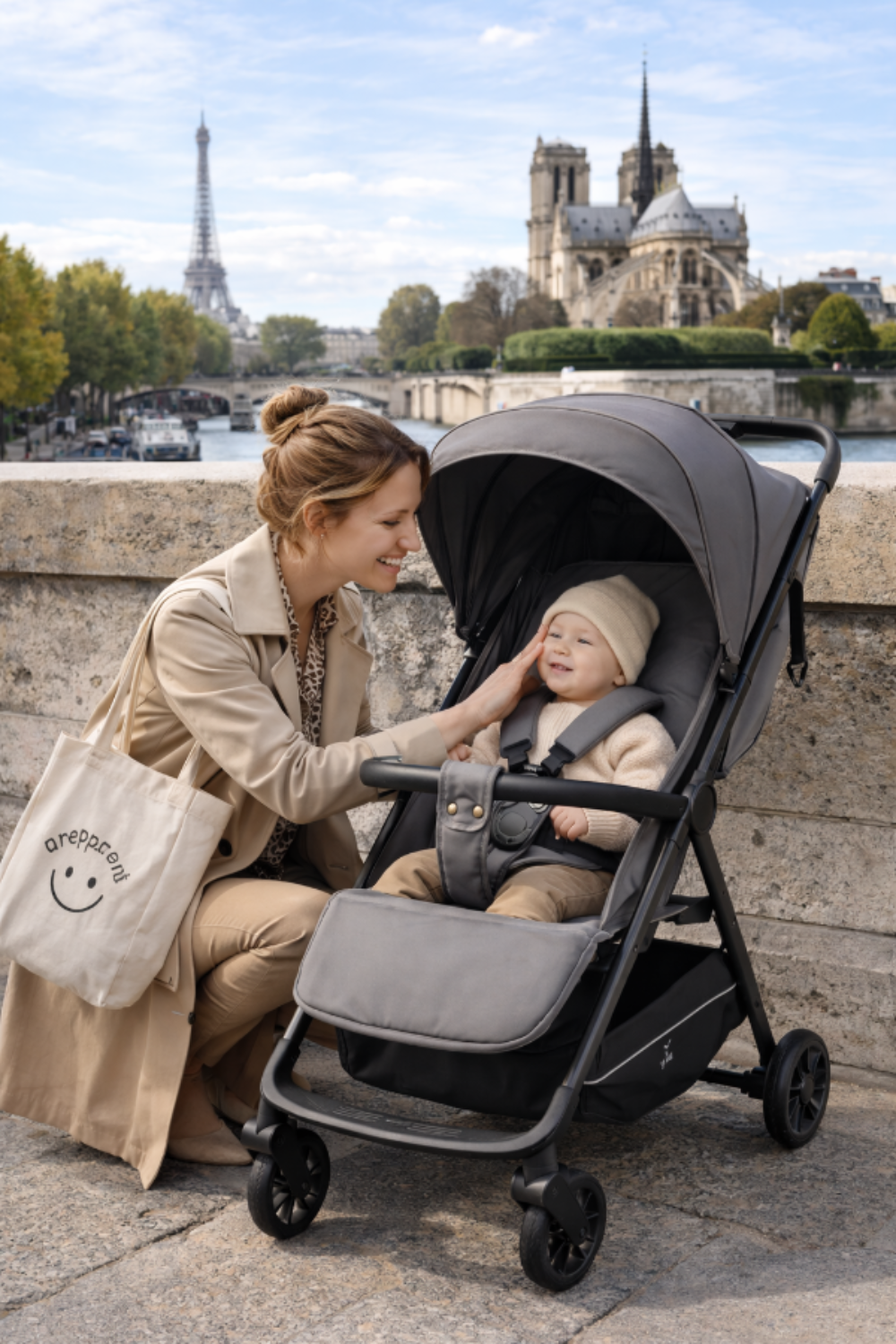 Poussette Compacte et Pliable avec Grand Canopy