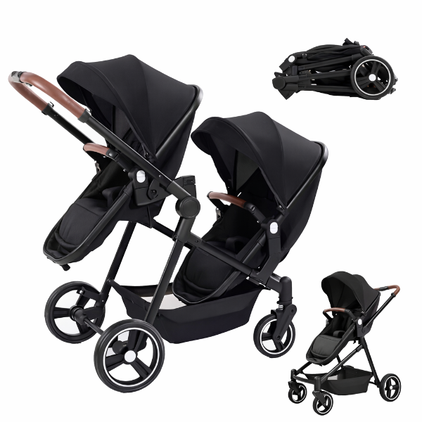 Poussette double pliable et multifonctionnelle