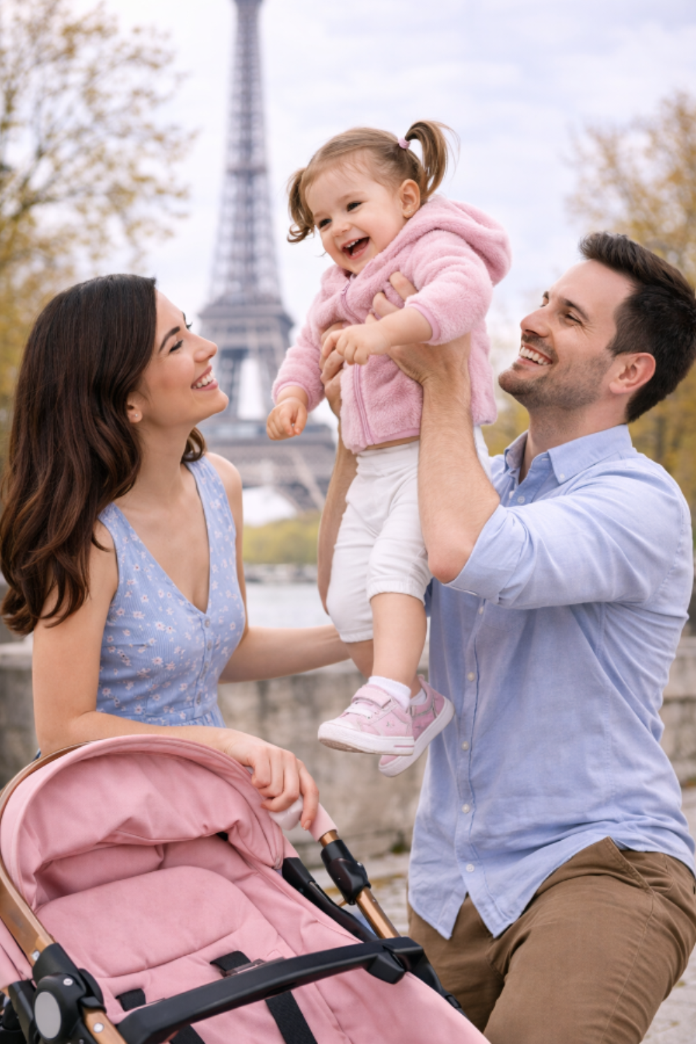 Poussette 3-en-1 Pliable avec Sac et Accessoires