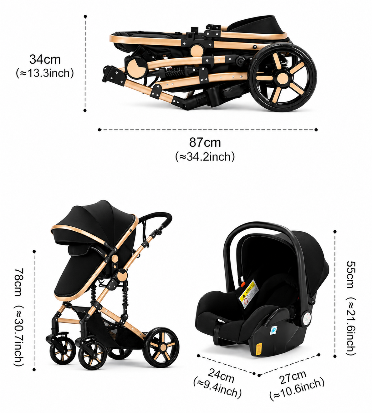 Poussette 3 en 1 Élégance