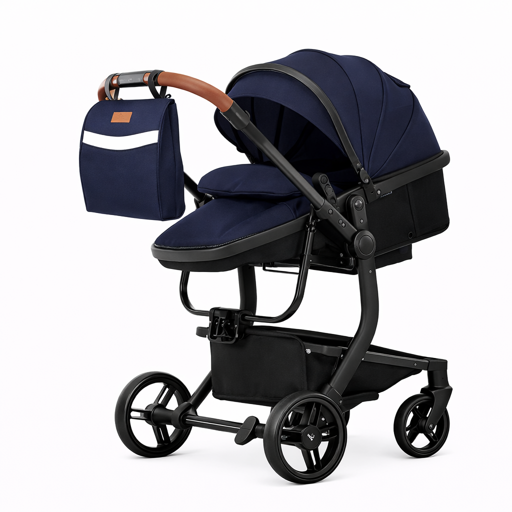 Poussette 3-en-1 Pliable avec Sac à Langer