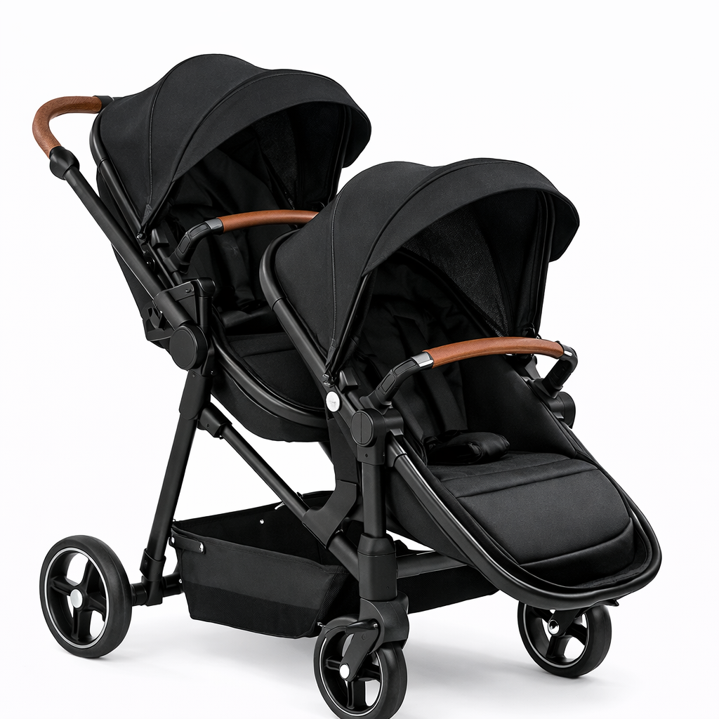 Poussette double pliable et multifonctionnelle