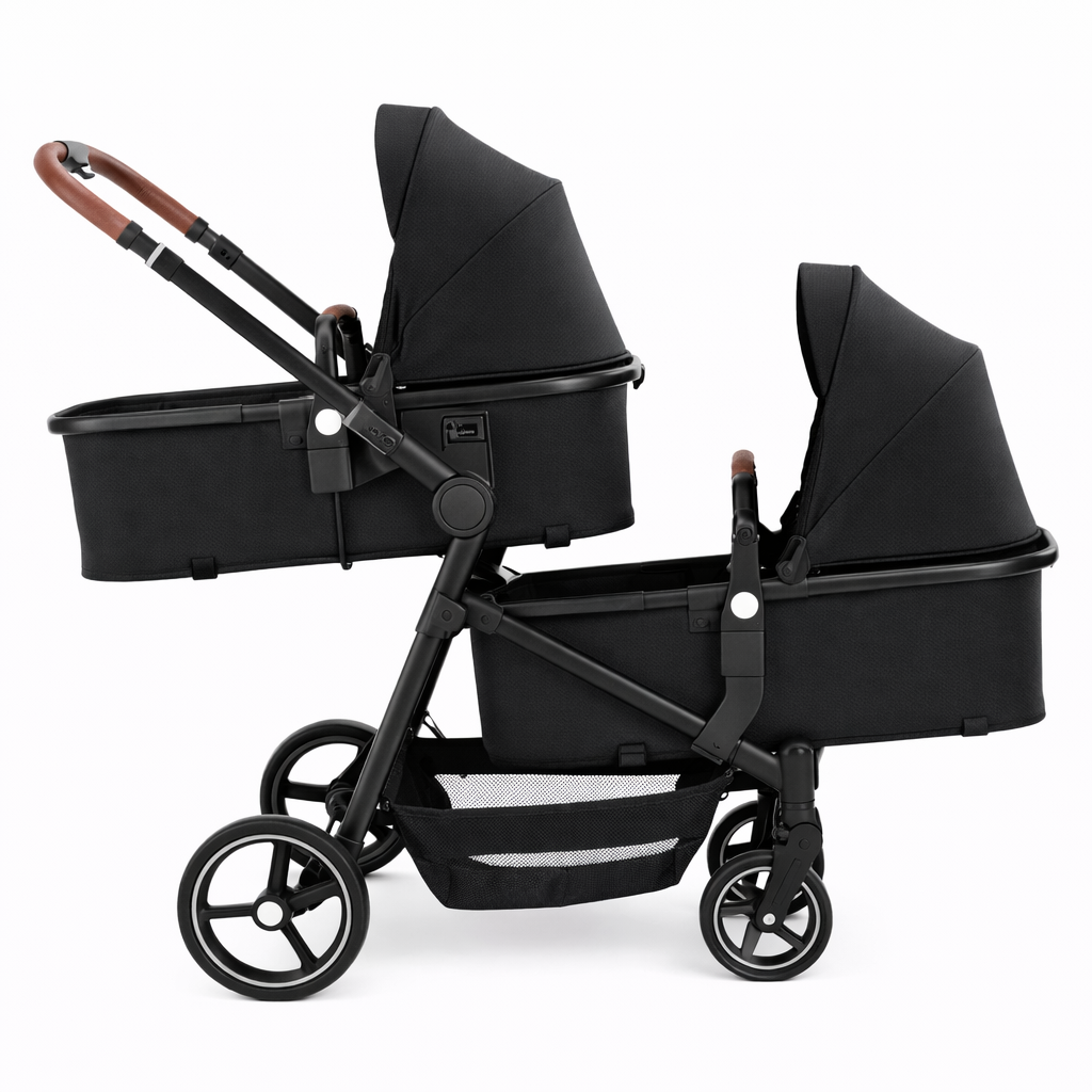 Poussette double pliable et multifonctionnelle